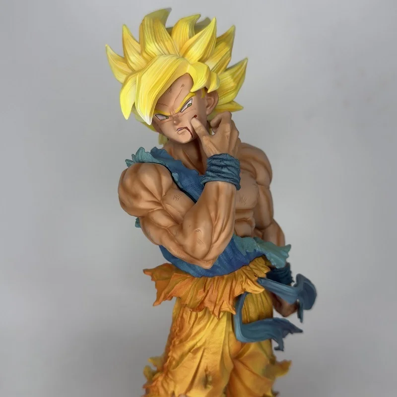 

38cm Super Saiyan Pinch Face Battle Damaged Goku Pvc Action Figure Collectible Dragon Ball With Blister Box Anime Fans Toy Gifts