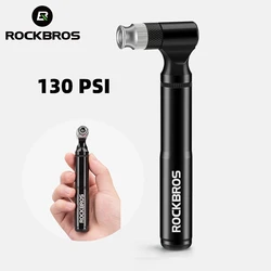 ROCKBROS 130PSI Mini pompa per bici in lega di alluminio portatile a prova di caduta pompa ad aria ultraleggera per bici MTB pompa per ciclismo su strada di montagna