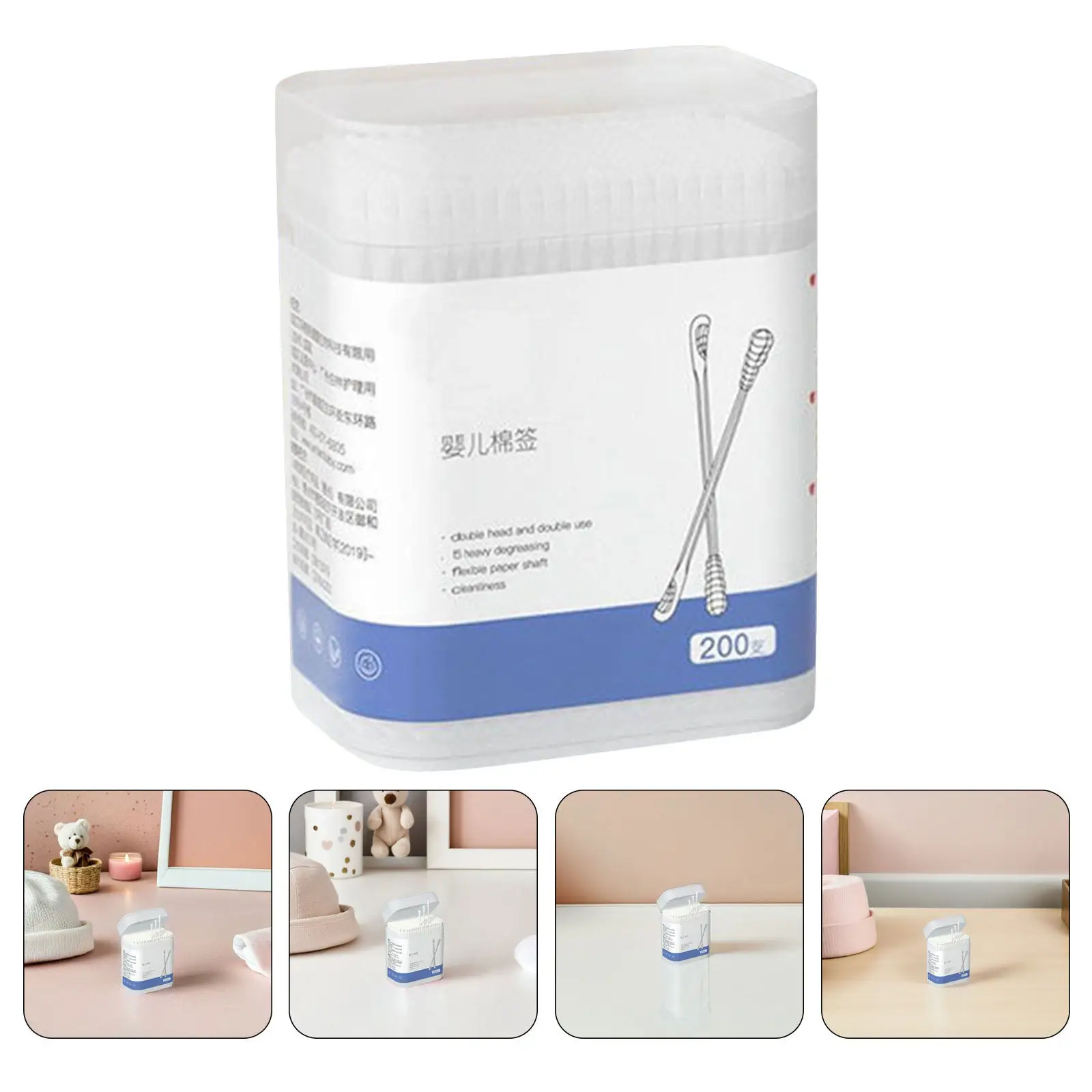 

3 Boxes 600 Count Baby Cotton Swabs Double-Ended Paper Sticks for Sensitive Ear Nose Eye Care Mini Safety Swabs for Newborns