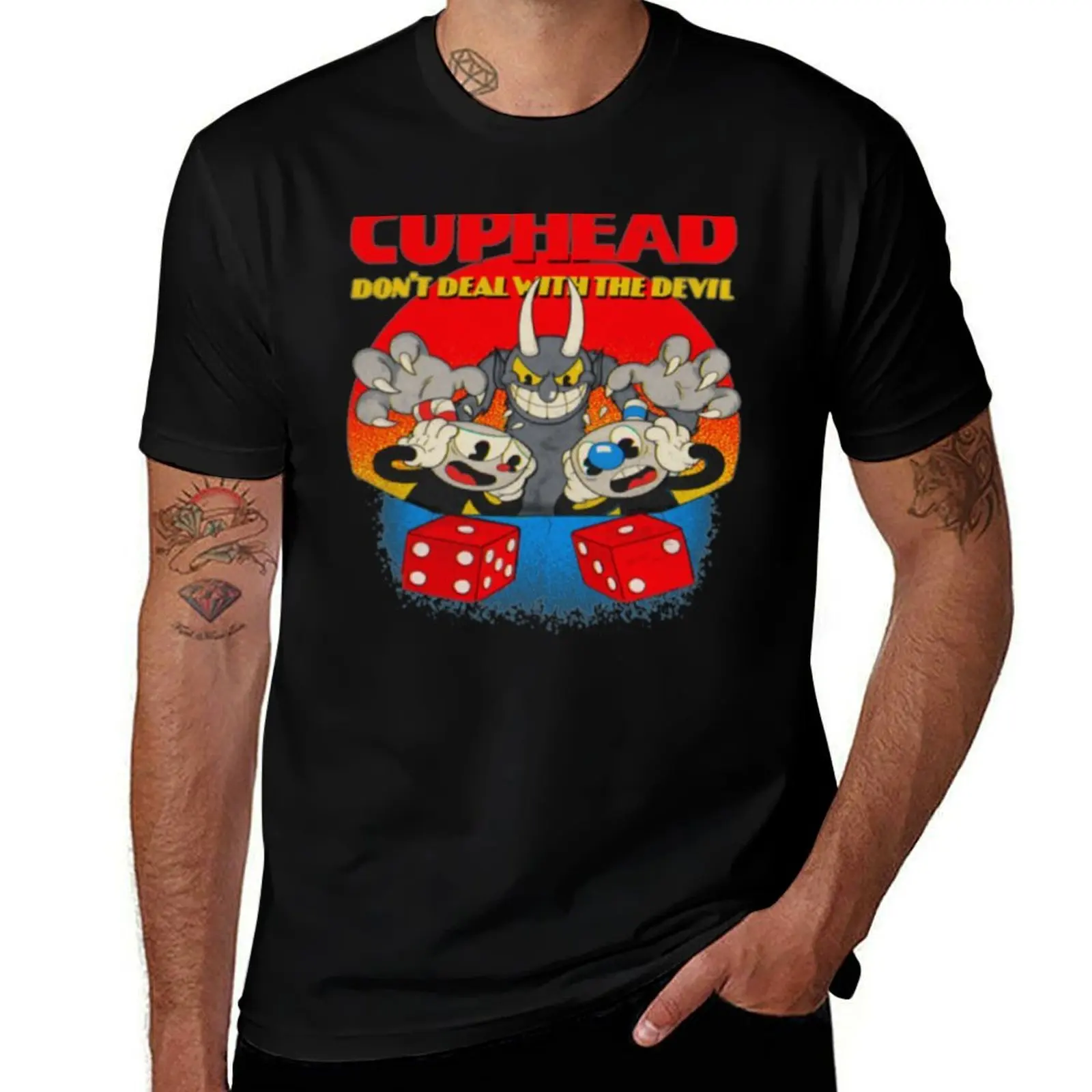 Cuphead Mugman Dont Deal With The Devil T-Shirt printed t shirts for man T-Shirt