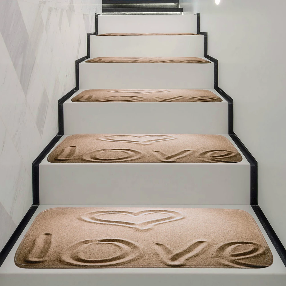 

5 Pcs Stair Mat Non Slip Back Carpet Tread Treads for Stairs Rugs Household Premium Polyester Rubber Adhesive Water Absorbent