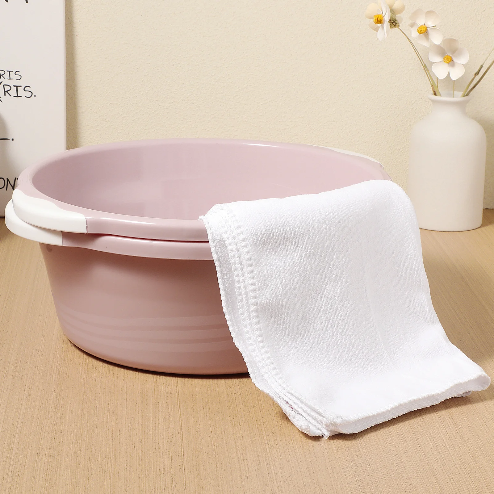 

2pcs Plastic Wash Basin For Home Bathroom Foot Use Durable Household Washing Basin, Fashion Bath, Skincare Tool