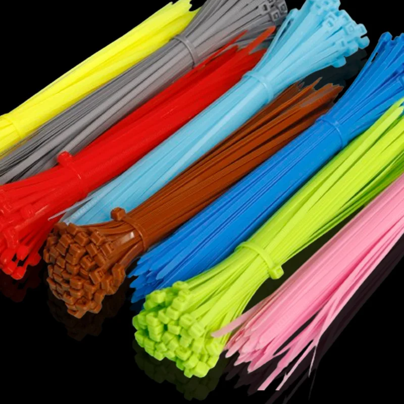 100PCS Colorful Self-Locking Nylon Cable Ties: Strong Multi-Color Zip Ties for Home Garden, Red Green Orange