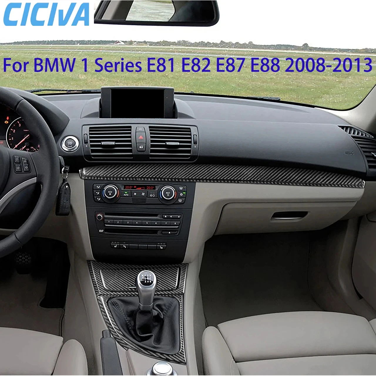 

For BMW E81 E82 E87 E88 1 Series Interior Accessories 2008-2013 Gear Shift Knob Dashboard AC Outlet Carbon Fiber Cover Stickers