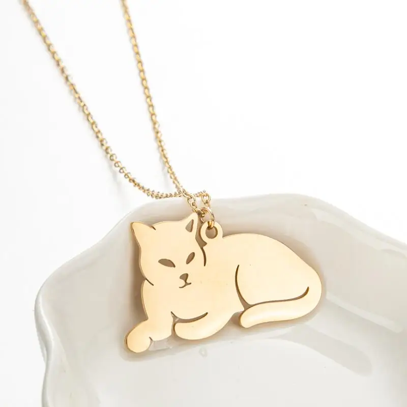 Shuangshuo Stainless Steel Necklace Choker Reto Animal Fox Pendant Necklace for Women Simple Fashion Jewelry Birthday Gift