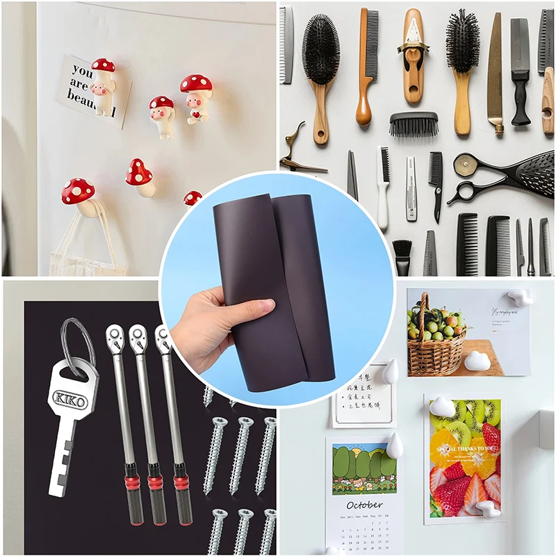 0.8/1 مللي متر A4 صفائح مغناطيسية ذاتية اللصق مرنة المطاط المغناطيس ورقة الحصير للثلاجة الحرف صور سهلة قشر قطع ديكور