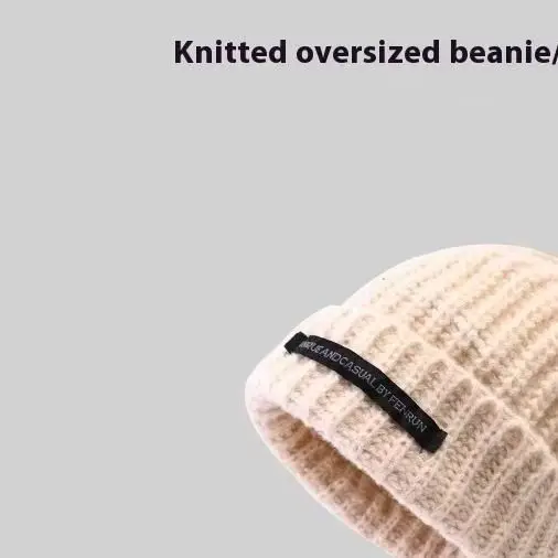 

Warm Knitted Patchwork Men's Winter Hat Face Slimming Trendy Couple's Cuffed Beanie Casual Street Style Knit Cap