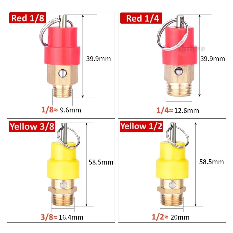 1/10PCS 1/4'' 3/8' 1/2' BSP 1/3/4/5/6/7/8/10KG Air Compressor Safety Relief Valve Pressure Release Regulator For Pressure Piping image 6