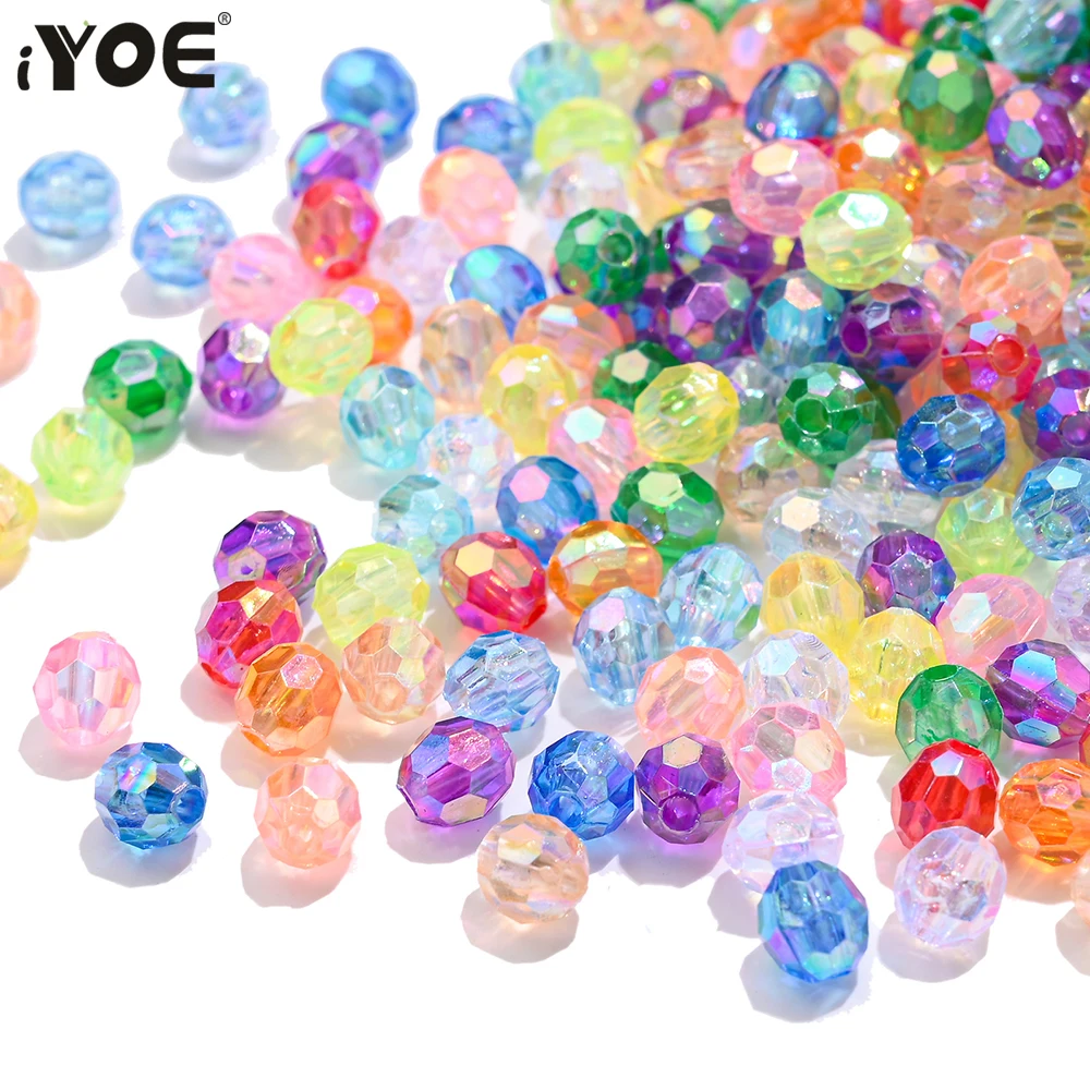 100pcs 6mm Mix Shiny Faceted Oval Spacer Beads Loose Acrylic Beads For Jewelry Making Bracelet Necklace Earring