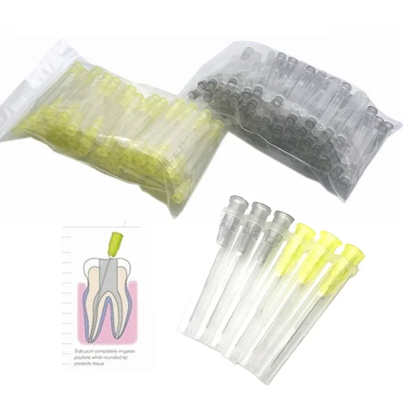 

100Pcs Dental Irrigation Needle Tip Sterile Endodontic Irrigation Needle Tips Plain Ends Notched Endo Dental Syringe Tips