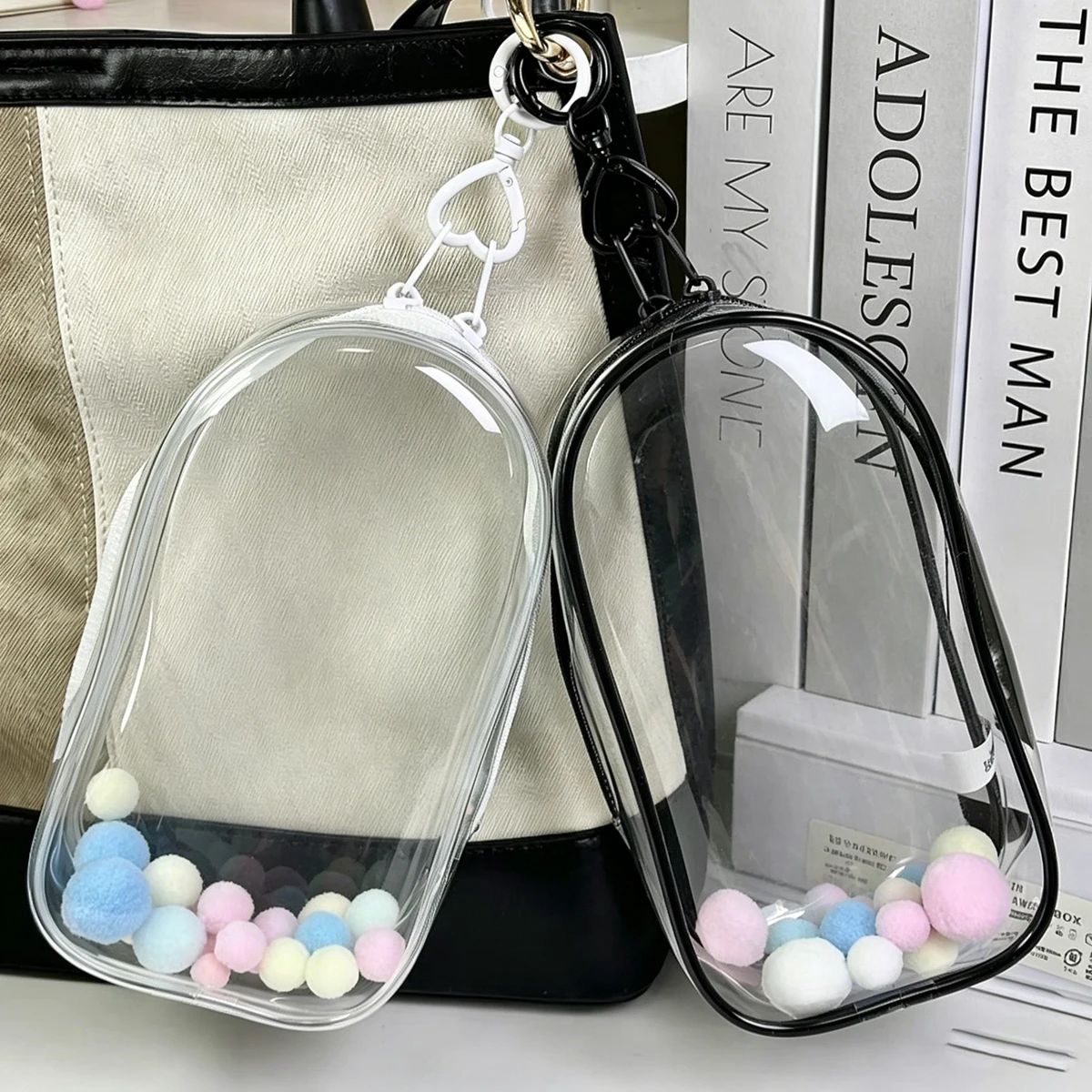 Clear Case Organizer for Plush Dolls - Anti-Scratch Display Bag with Keychain Durable Travel Storage Box Accessories Zipper Col