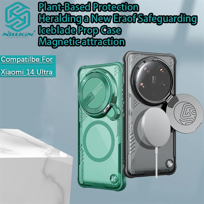 

Чехол для Xiaomi 14 Ultra Nillkin lceblade Prop Магнитный чехол Прозрачный чехол для объектива чехол для телефона с пряжкой