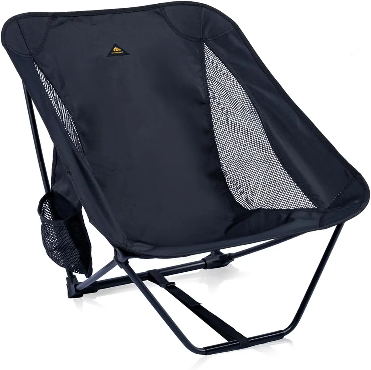 

Low Ultralight Compact Camping Folding Chair with Side Pocket and Carry Bag (Black)