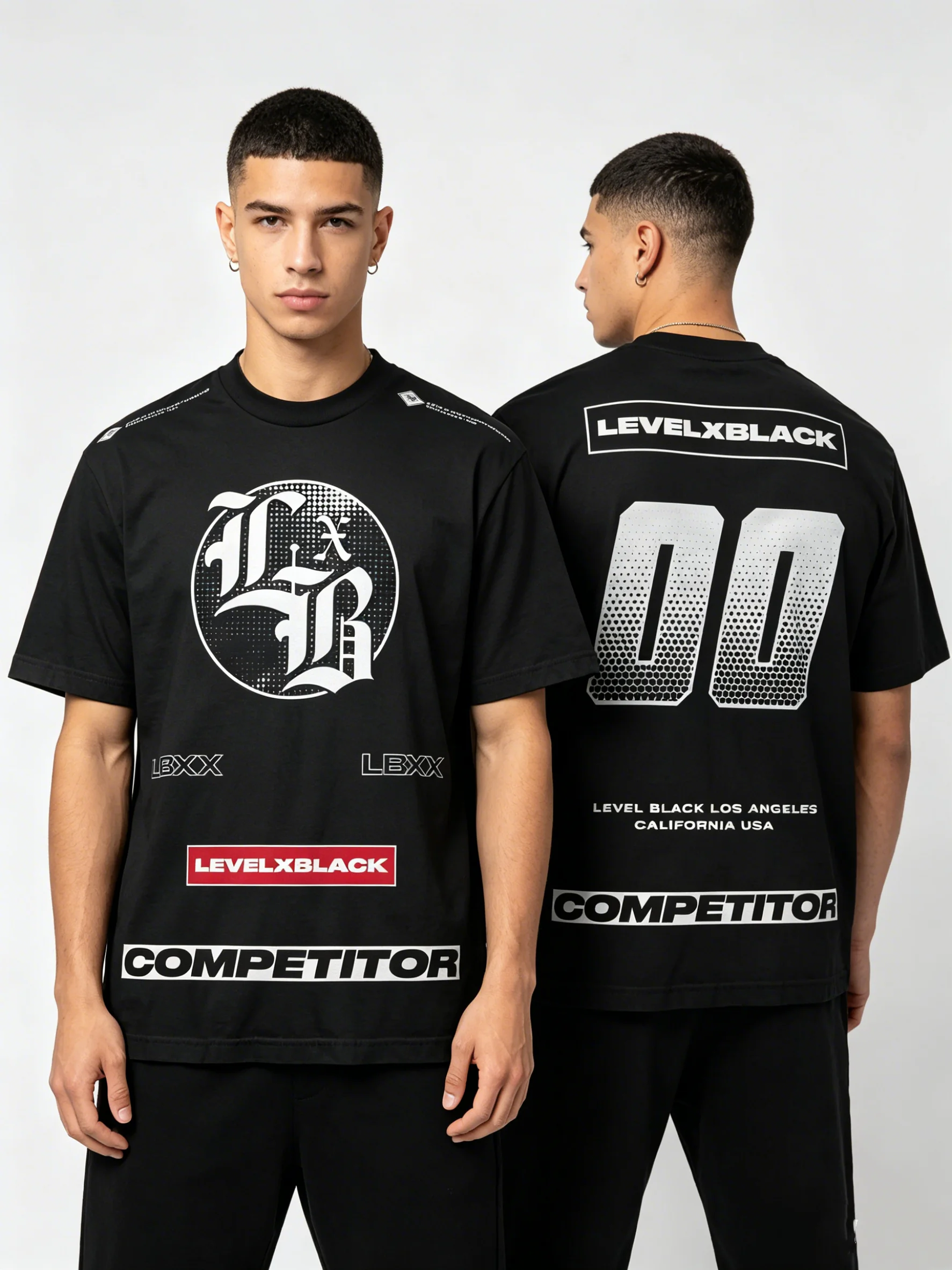 Men's Gym T-Shirt LEVELXBLACK COMPETITOR Print Oversized Breathable Workout Short Sleeve Casual Streetwear Fitness Training Tee