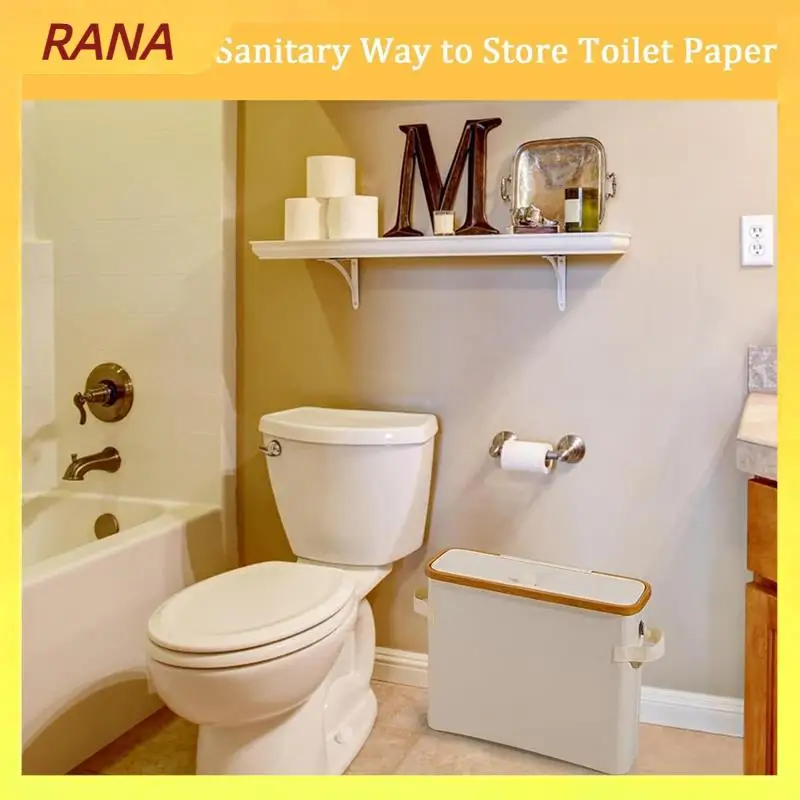 

RANA Bamboo Toilet Paper Storage Toilet Paper Stand With Bamboo Lid For Restroom Closet Bathroom