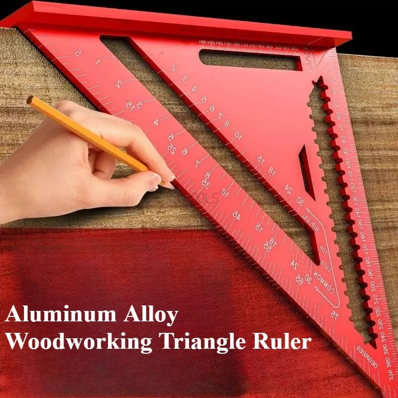 7/12 Inch Triangle Ruler Aluminum Alloy Square High-precision 90-degree Woodworking Straight Ruler Gauge Measuring Marking Tool