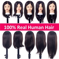 10-18Inch Cosmetology Mannequin Head With Hair Premium 100% Human Hair Hairdresser Practice Styling Braiding Manikin Doll Head