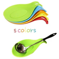 Silicone Spoon Holder Rest Pad Kitchen Utensils Spatula Eggbeater Heat Resistant Placemat Tray Insulation Mats Kitchen Tools