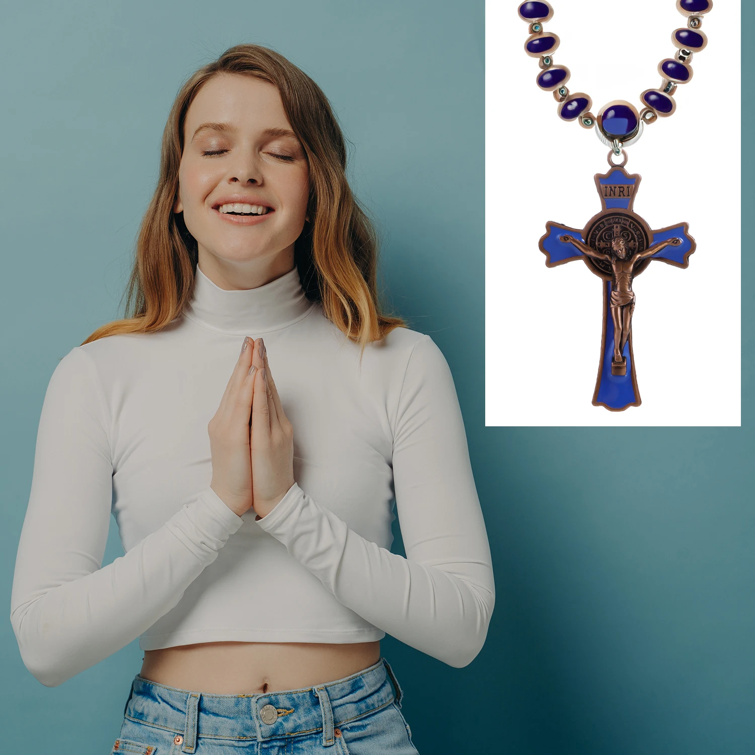 صليب سانت بنديكت متعدد الأنماط، قلادة يسوع المسيح، لوازم تزيين الصلاة الدينية