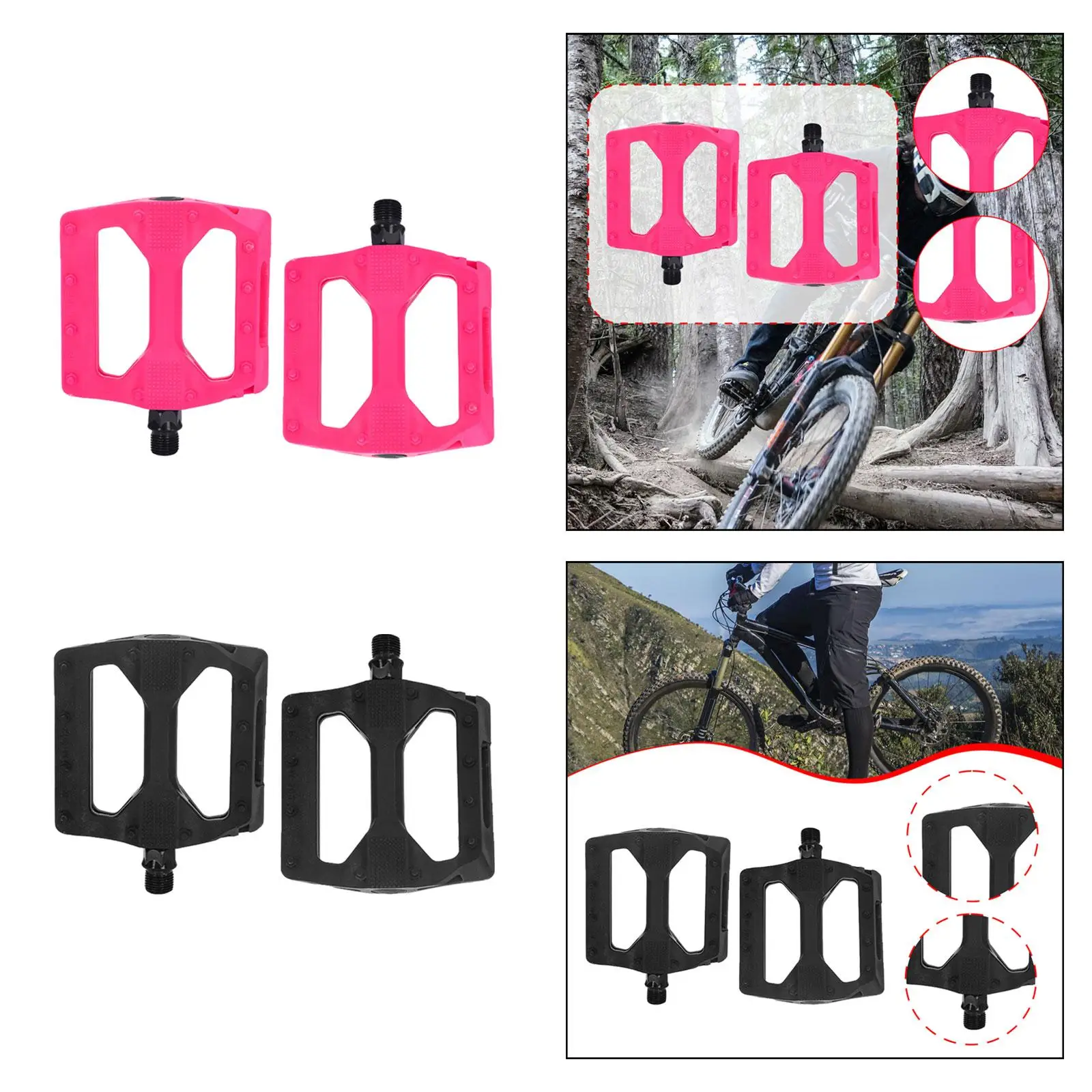 

Bicycle Pedals Anti Slip with Reflectors Lightweight for Adult Bikes Road Bikes Replace Parts Universal Bicycle Flat Pedals