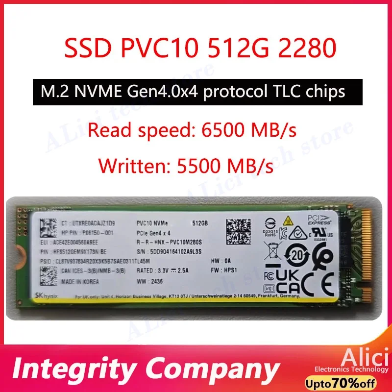 

Original FOr Hynix PVC10/ PC811 512G/1T/2T M.2 2280 4.0 solid-state Drive 2230 SSD workstation notebook