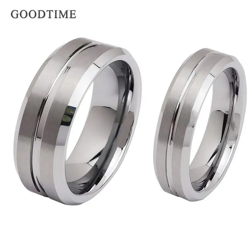 Luxury Tungsten Carbide Couple Ring Engagement Wedding Band Lassa Ring Fashion Jewelry Anniversary Gift  For Men Woman 6MM/8MM