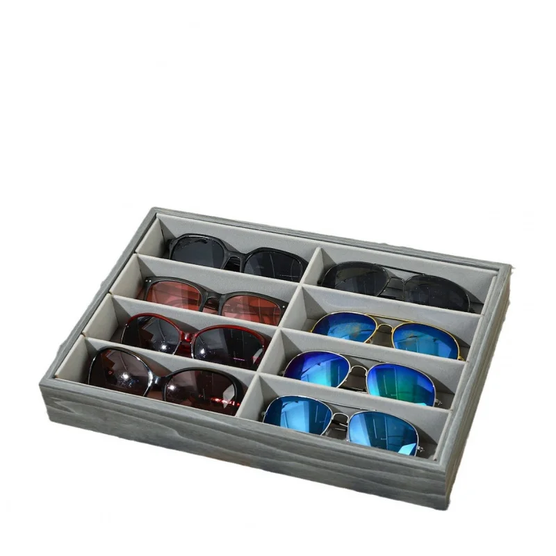 custom.8-Grid 3 Colors Wood  Rosewood Sunglasses Glasses Shelf Counter Display Props Rack