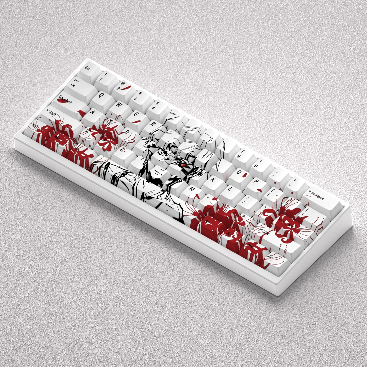 73 Keys PBT Keycaps Anime Kaneki Ken Tokyo Ghoul White Dye Sublimation Cherry for 60 65 68 Layout Mechanical Keyboard Mad 60he