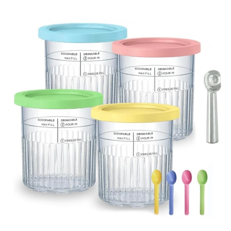 For NC500 NC501 Series Yogurt Container Tubs Freezer Ice Cream Pints Cups Maker Replacements Storage Jar with Lids