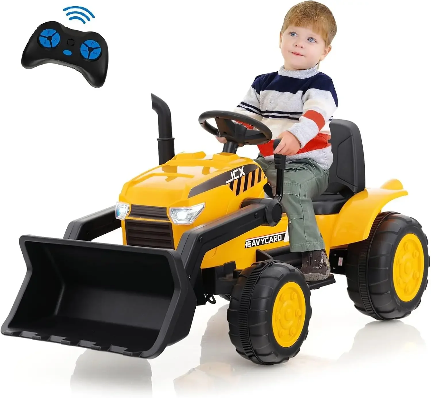 Kids Ride on Car, 12V Electric Excavator Vehicle Construction Truck with Remote Control, Adjustable Bucket