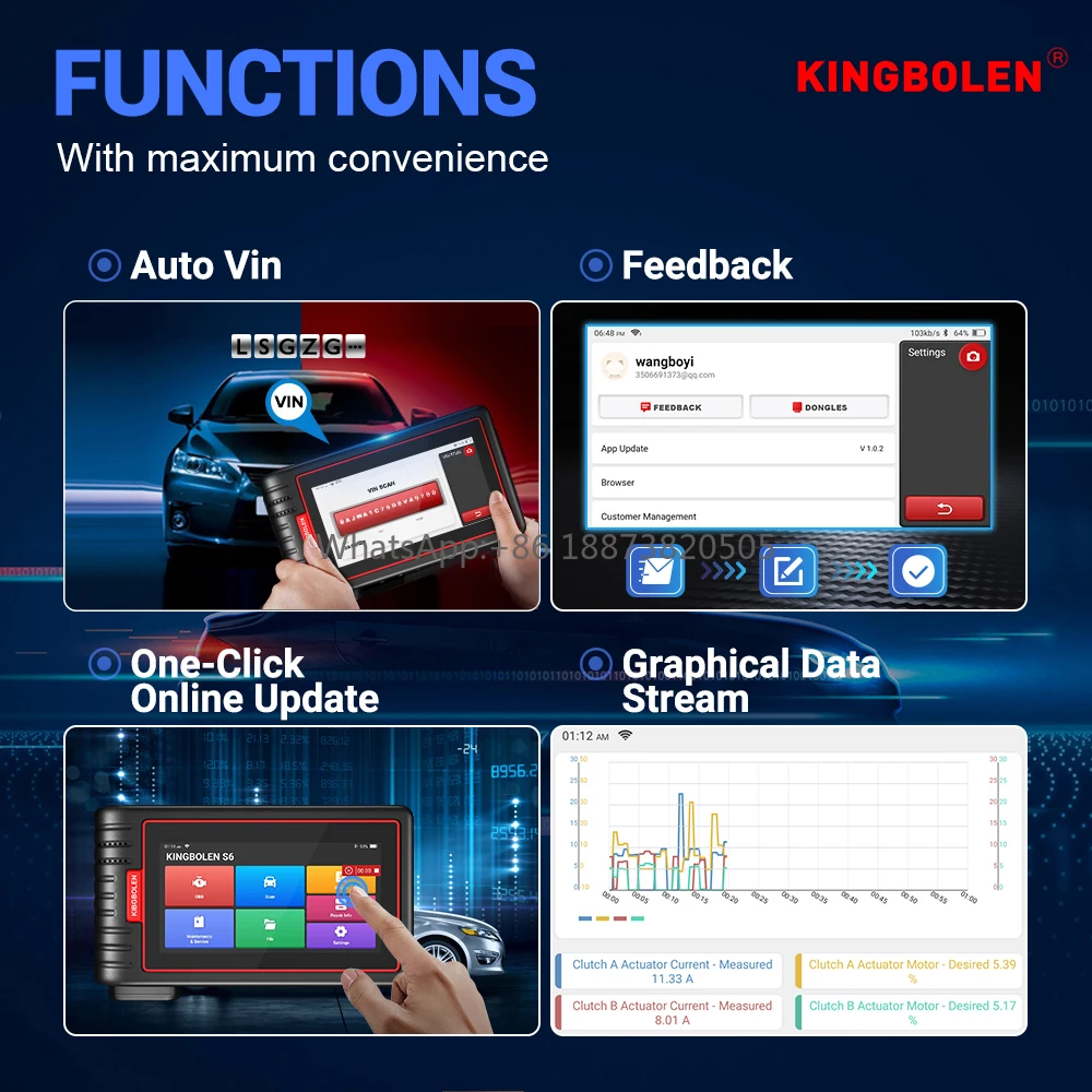 Kingbolen OBD2 Code Reader S6 Full System Automotive Scanner Hot Selling Diagnostic Tool PK ThinkTool ThinkScan Max