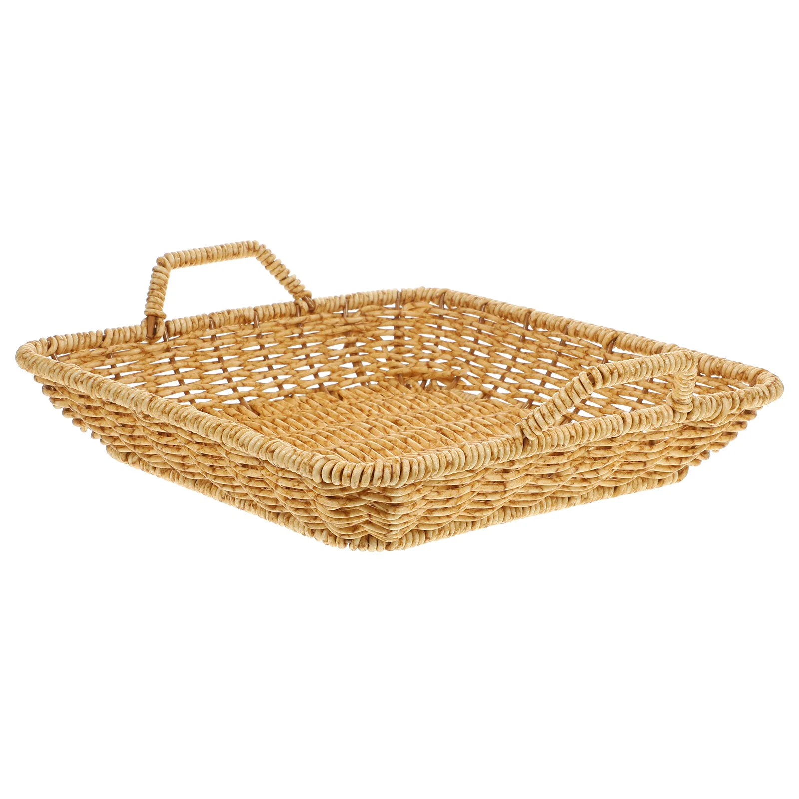 

Woven Fruit Basket Plastic Rattan Imitation Bread Basket Kitchen Food Serving Holder Storage Organizer for Home
