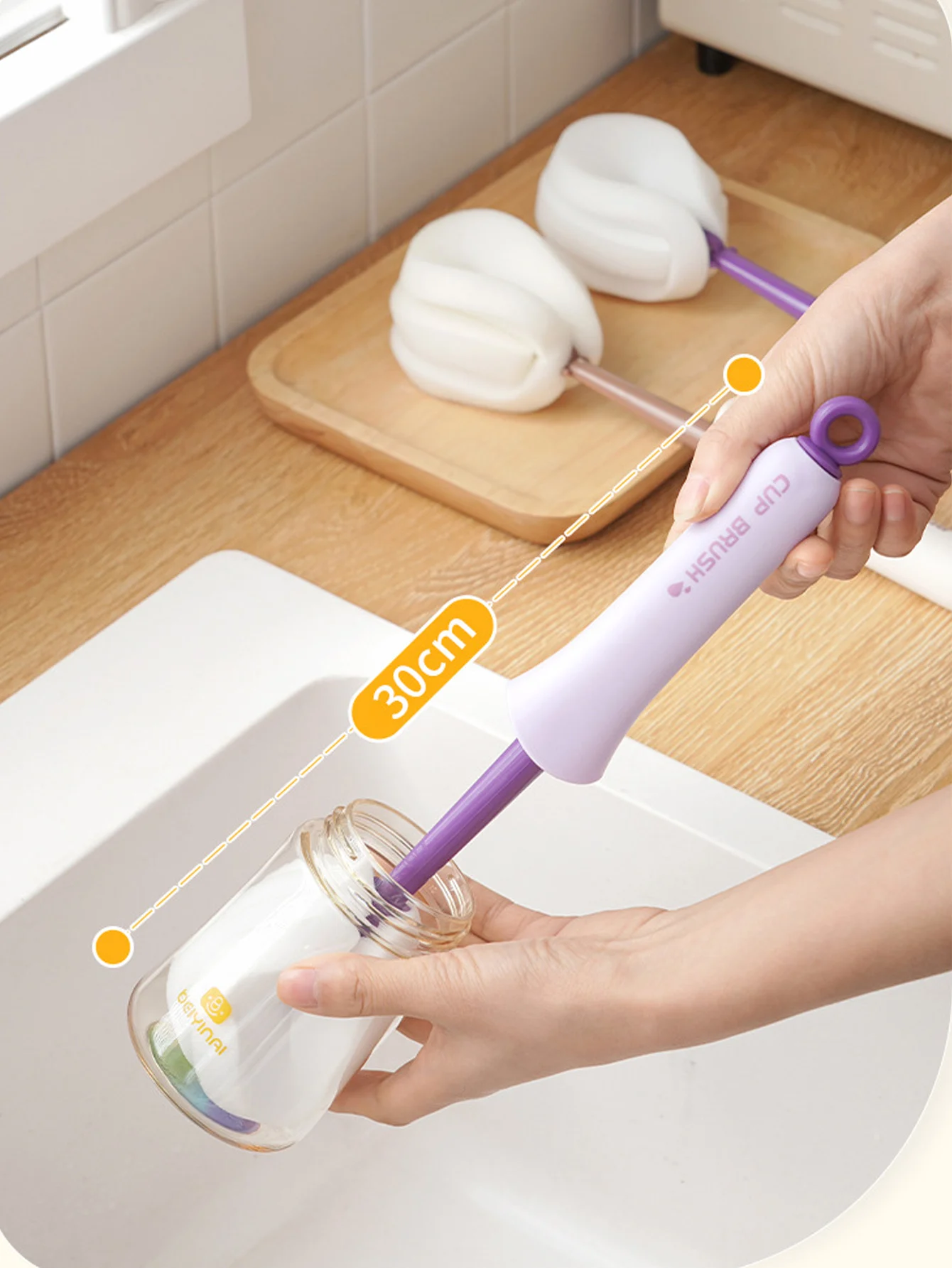 2 in 1 Bottle Brush 360 Degree Rotation Pacifier Cup Cleaning Brushes Set Long Handle Drink Bottle Glass Cup Cleaning Brush