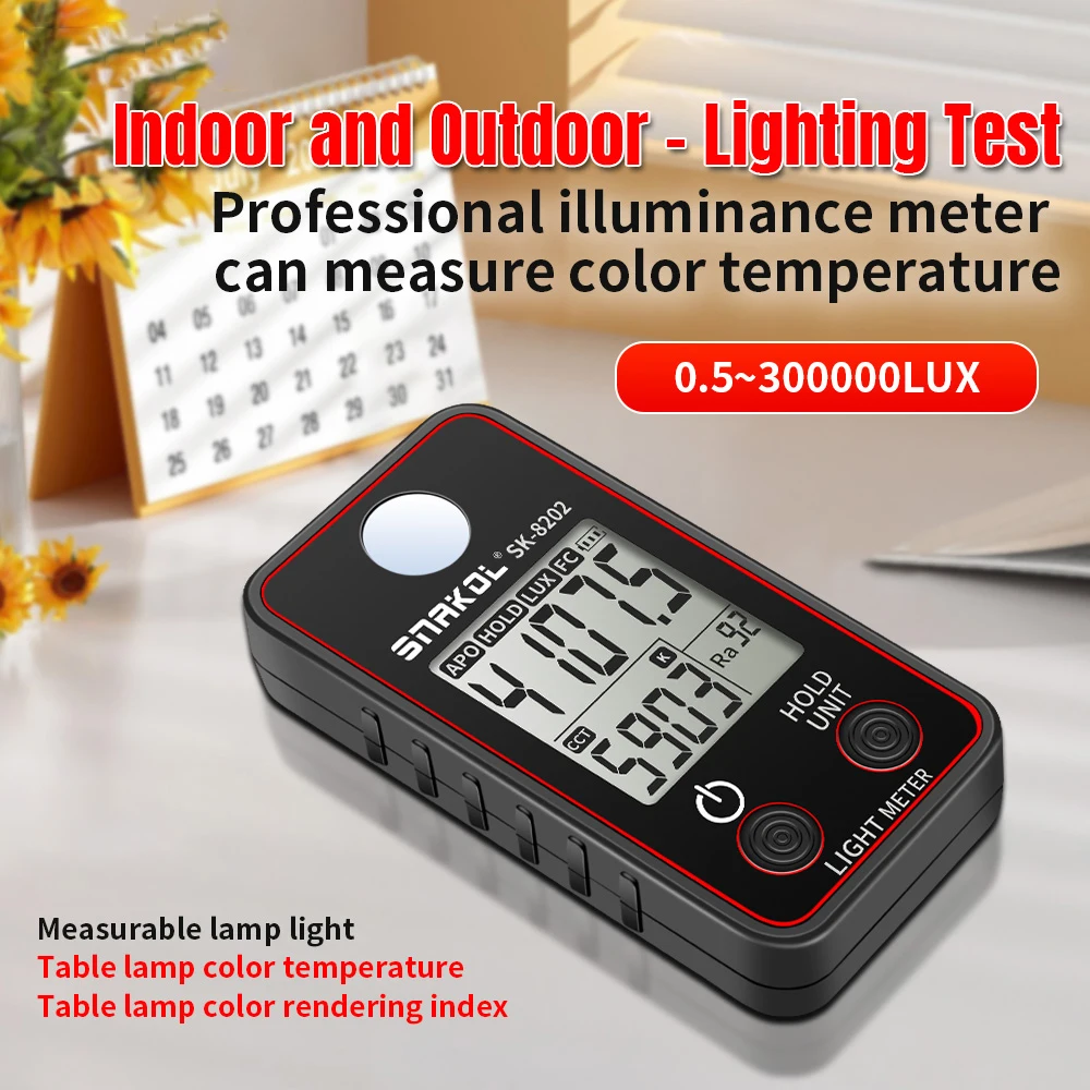 Color Temperature Tester Illuminance Meter 0.5-300000LUX LED Illumination Test Meter Photographic Luminance Measuring Device