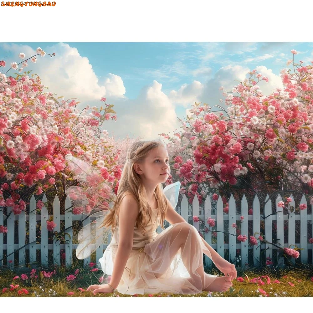 Spring Garden Scenery Photography Backdrop Green Grass Floral Flower Wedding Bridal Shower Portrait Photocall Background