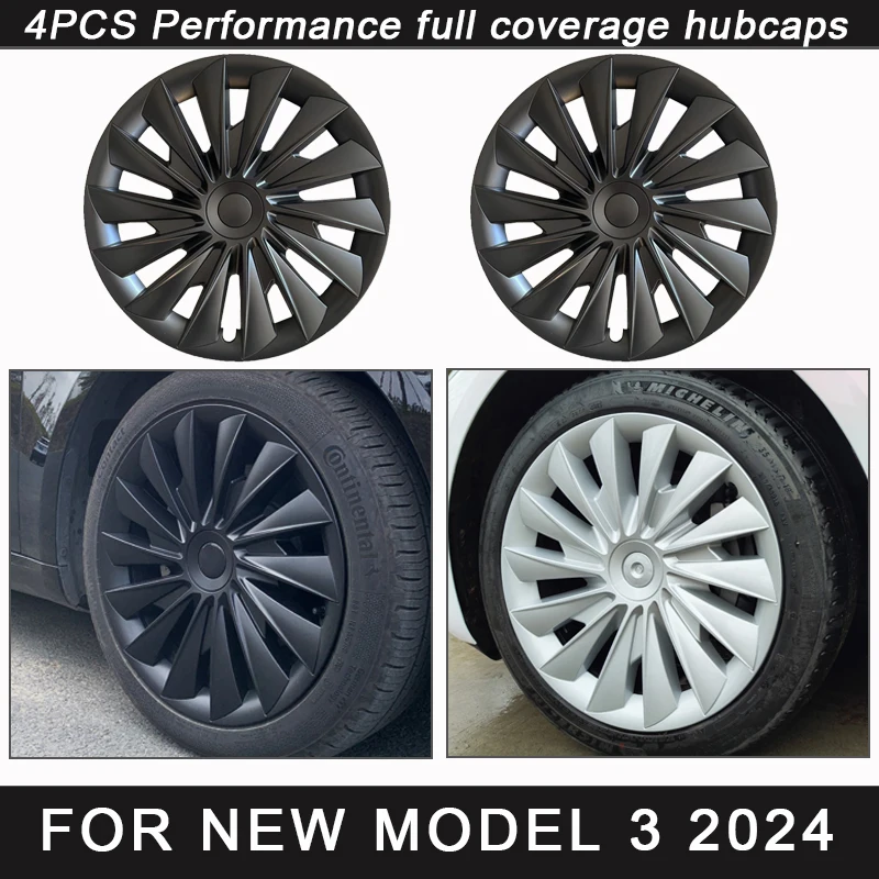 4PCS HubCap Car for Tesla Model 3 2024 Highland Wheel Cover 18 Inch Replacement Wheel Cap Automobile Full Rim Cover Accessories