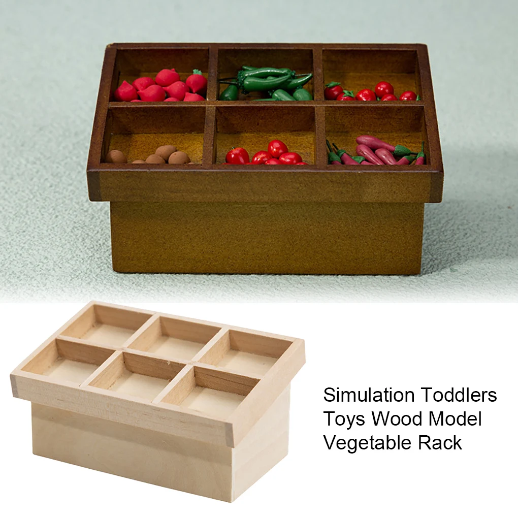 1/12 Dollhome Kinderen Speelgoed Miniatuur Meubels Groenterek Winkel Decoratie Supermarkt Accessoire Licht Hout Kleur