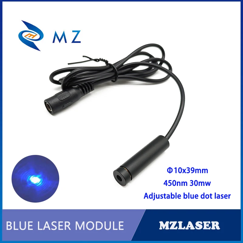 Blue Dot Laser Module Adjustable Focusing D10mm 450nm with DC Cord PMMA Lens 10mw 20mw 30mw 50mw Various Power Levels