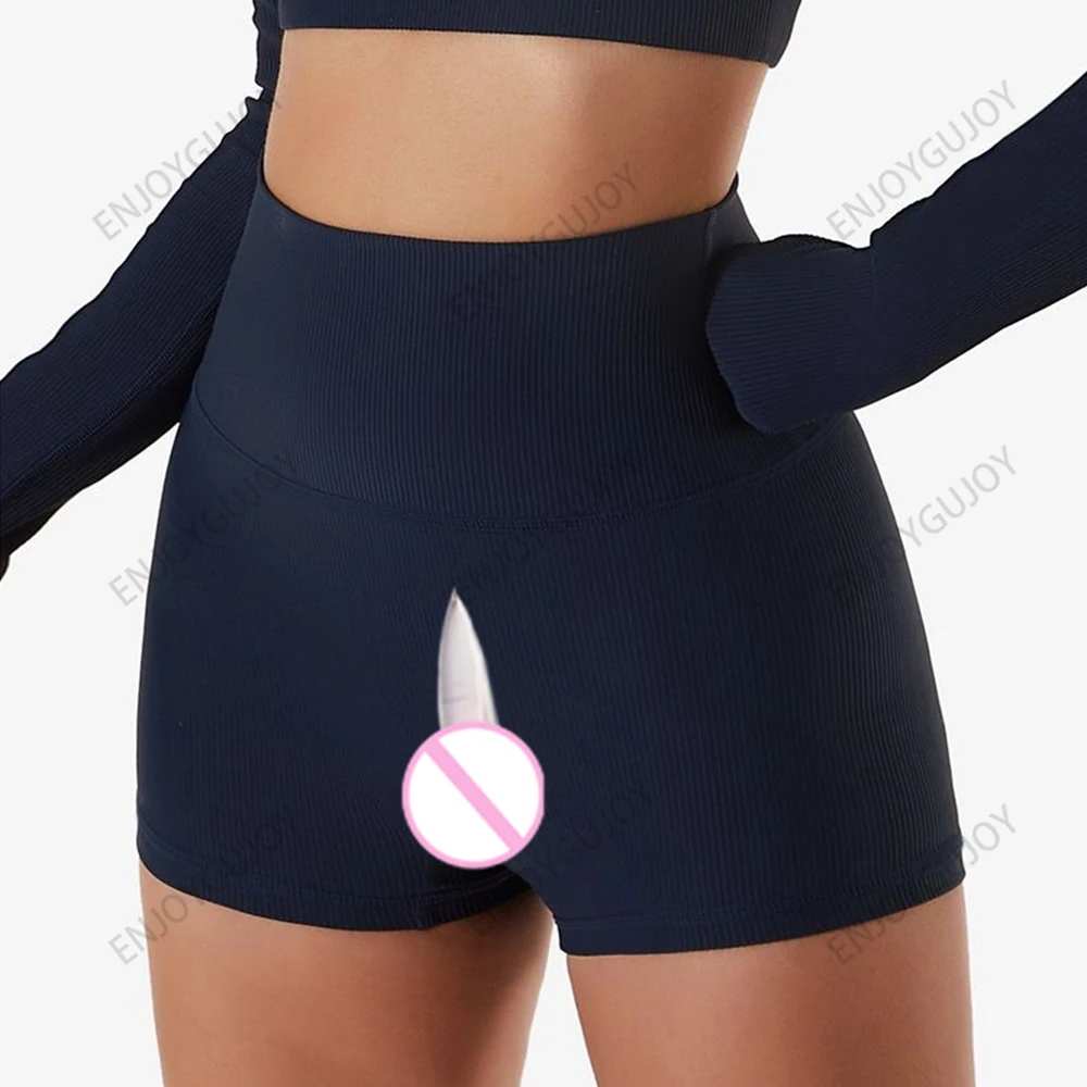 Invisible Open Crotch Leggings for Women, Fitness Shorts, Hip Lifting, Yoga Pants, High Waisted, Slim Fit, Outdoor Sex Sports