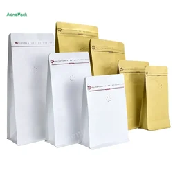 50pcs Wholesale 4oz 8oz 16oz 32oz Kraft Paper Coffee Bean Grain Packaging Bag With One Way Valve For Powder Pouch Snack Tea Bag