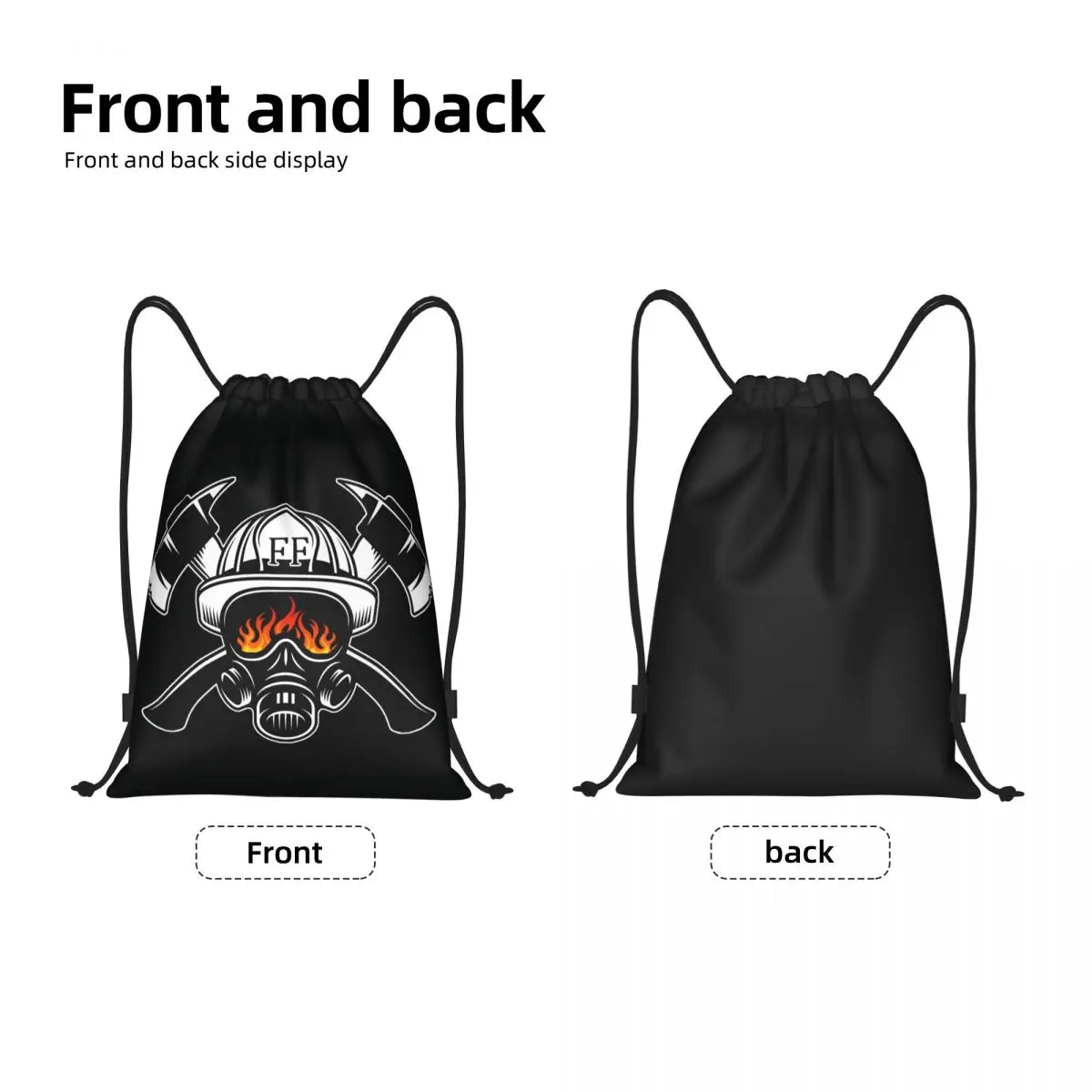 Mochila personalizada con cordón para hombre y mujer, bolsa ligera con diseño de calavera de bombero, rescate de incendios, saco deportivo para gimnasio y Yoga