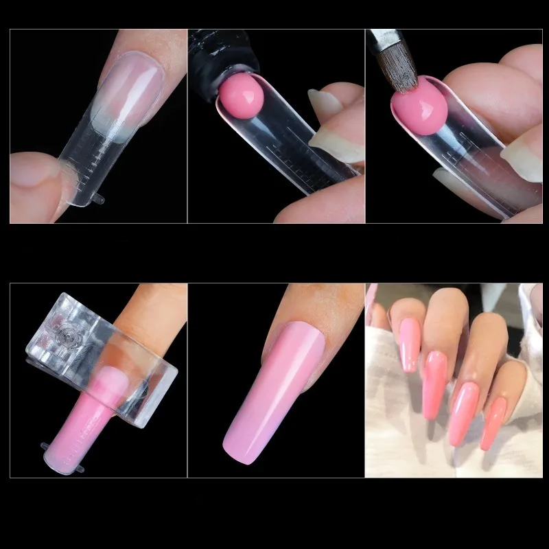 60/120 stuks Clear Nail Dual Form Poly Extension Gel Mallen Herbruikbare Acryl Nagelvormen 12 Soorten Valse Tips met Schaallijn