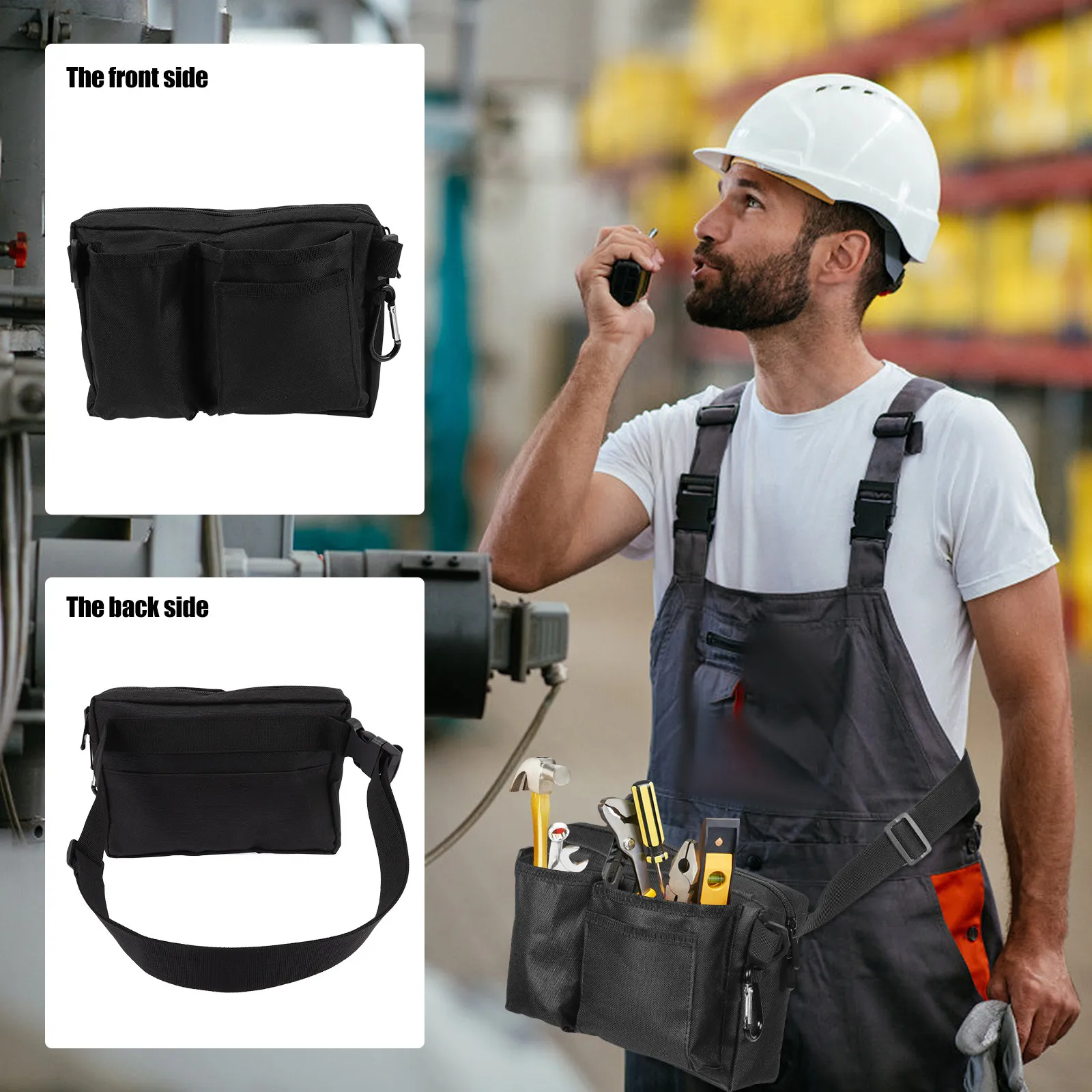 プレミアムオックスフォード生地製多機能ツールバッグ、電気技師、看護師向け、頑丈な工具収納オーガナイザー、ジッパー付きトートバッグ