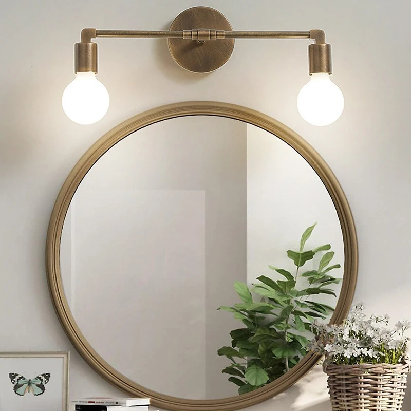 Nordic Retro Ceiling Full Copper Wall Lamp E27 in Front of The Mirror Vanity Table Bathroom Bar Counter Wall Painting Lighting