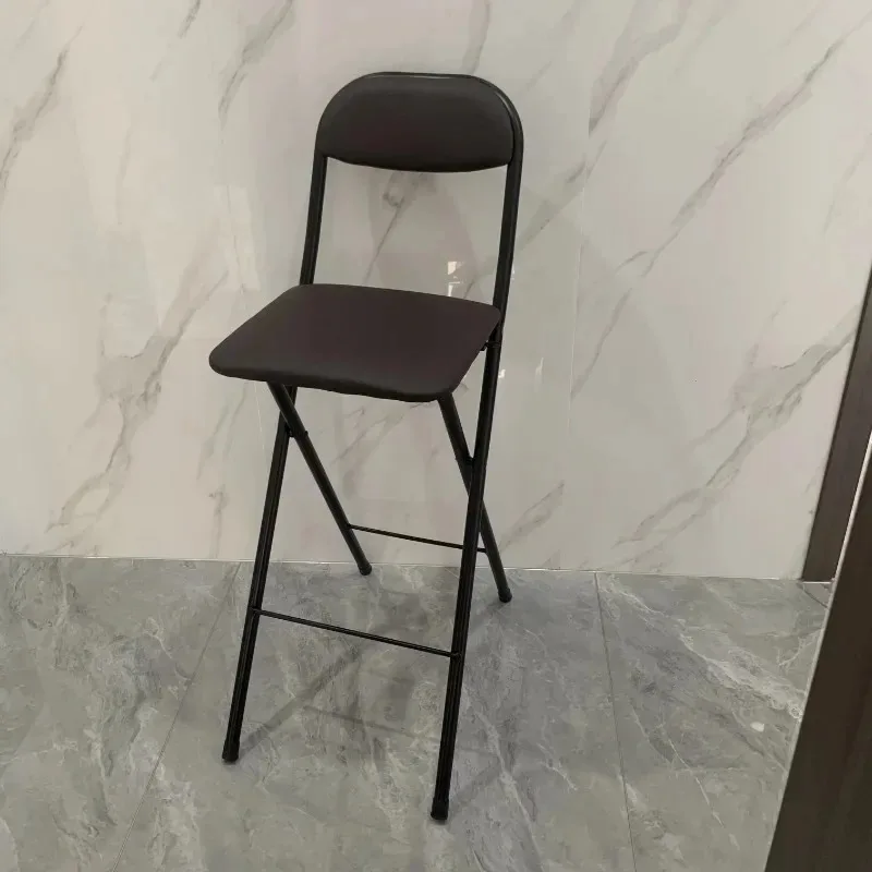 Folding Bar Stools with Back Tall Leather Padded Counter Height Foldable Chairs for Kitchen or Bar Compact Bar Seating