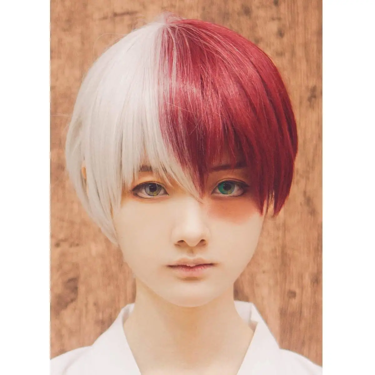 

Anime Todoroki Shoto Half White Half Red Anime Wigs for Halloween Cosplay Womens Cosplay Wig Synthetic Wigs for Costume Party