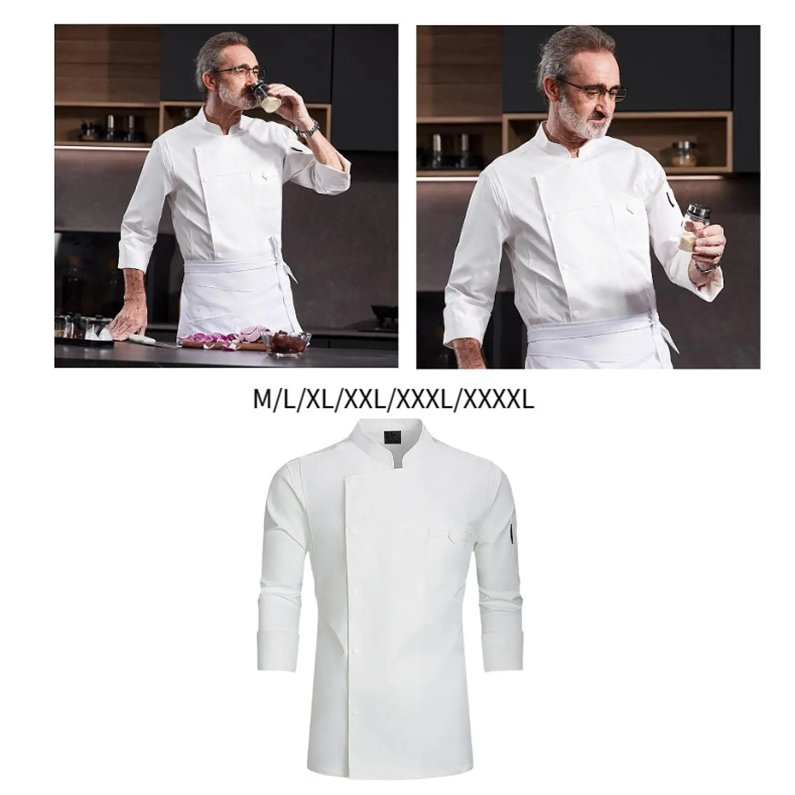 Chef Coat Classic Long Sleeve for Food Industry Kitchen Work Uniform Baking