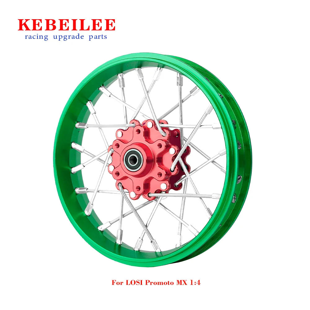 KEBEILEE CNC Aluminum Front Wheel V2 For LOSI Promoto MX motorcycle  1:4 Green