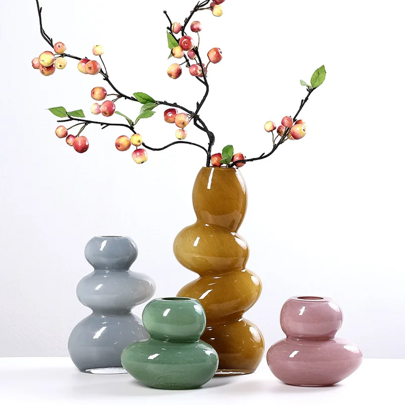 Modern Simple High-grade Ornament Pebble Wrong-color Vase Living Room Decoration Geometric Vase Color Vase Soft Crafts