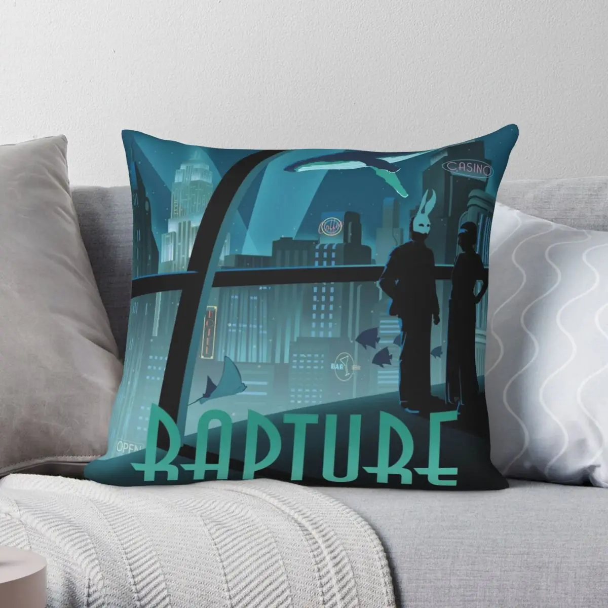 Bioshock Rapture Poster Pillowcase Polyester Linen Velvet Printed Zip Decor Throw Pillow Case Home Cushion Cover